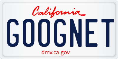 CA license plate GOOGNET