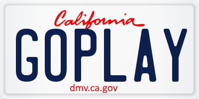 CA license plate GOPLAY