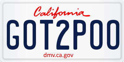 CA license plate GOT2POO