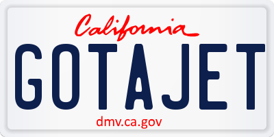 CA license plate GOTAJET