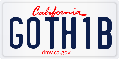 CA license plate GOTH1B