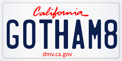 CA license plate GOTHAM8