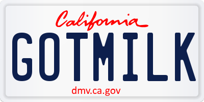 CA license plate GOTMILK