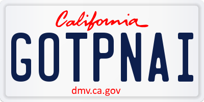 CA license plate GOTPNAI