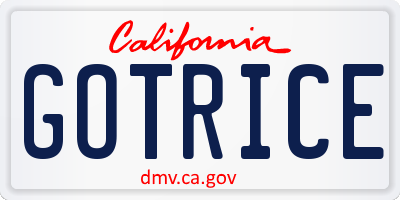 CA license plate GOTRICE