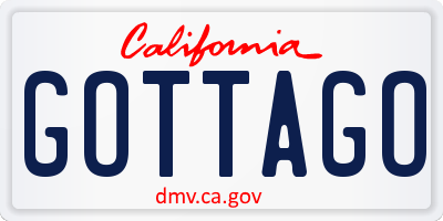 CA license plate GOTTAGO