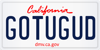 CA license plate GOTUGUD