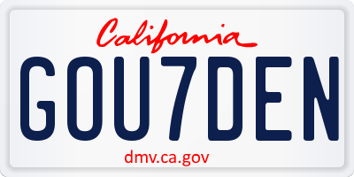 CA license plate GOU7DEN