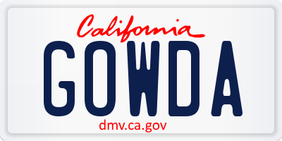 CA license plate GOWDA