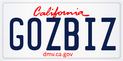 CA license plate GOZBIZ