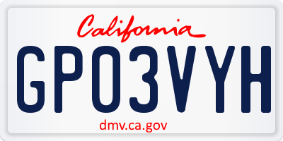 CA license plate GP03VYH