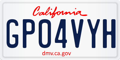 CA license plate GP04VYH