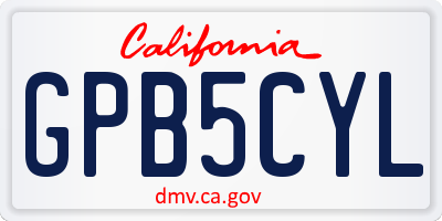 CA license plate GPB5CYL