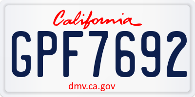 CA license plate GPF7692