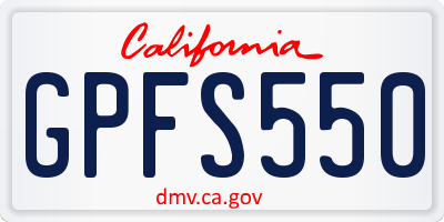 CA license plate GPFS550