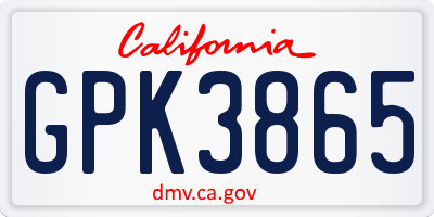 CA license plate GPK3865