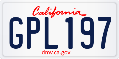 CA license plate GPL197