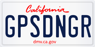 CA license plate GPSDNGR