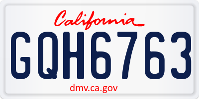 CA license plate GQH6763