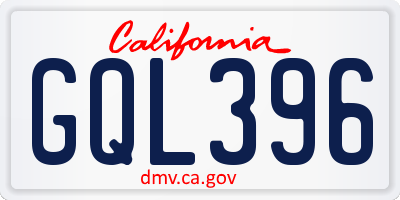 CA license plate GQL396