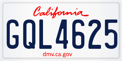 CA license plate GQL4625