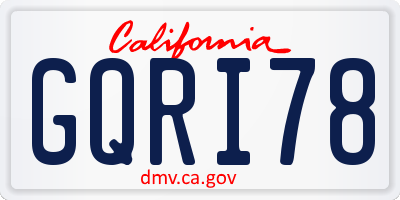 CA license plate GQRI78