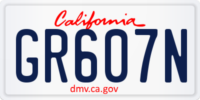 CA license plate GR607N