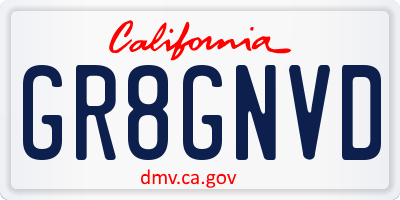 CA license plate GR8GNVD