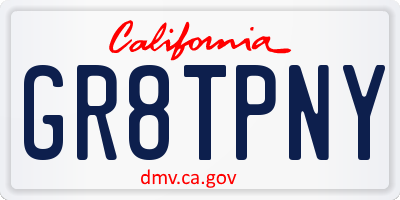 CA license plate GR8TPNY