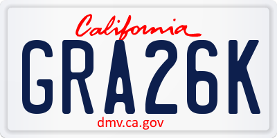 CA license plate GRA26K