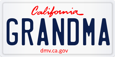 CA license plate GRANDMA