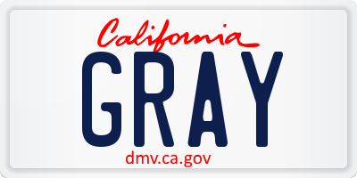 CA license plate GRAY