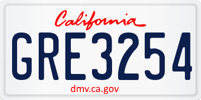 CA license plate GRE3254