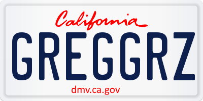 CA license plate GREGGRZ