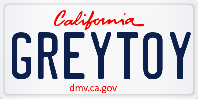 CA license plate GREYTOY