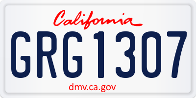 CA license plate GRG1307