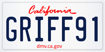 CA license plate GRIFF91