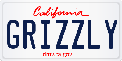 CA license plate GRIZZLY