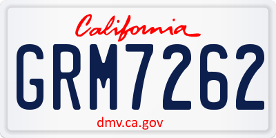 CA license plate GRM7262