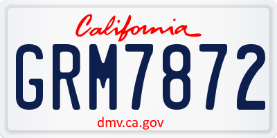 CA license plate GRM7872