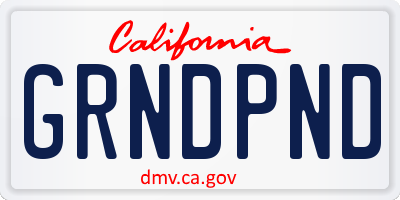 CA license plate GRNDPND