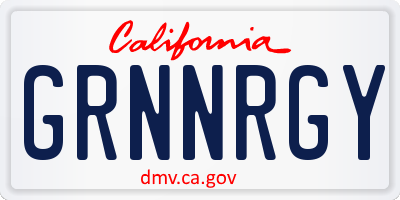 CA license plate GRNNRGY