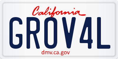 CA license plate GROV4L