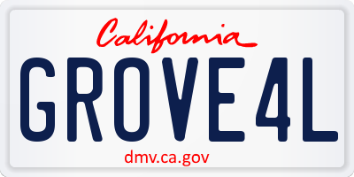 CA license plate GROVE4L