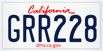 CA license plate GRR228