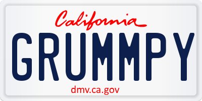 CA license plate GRUMMPY