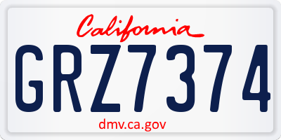 CA license plate GRZ7374