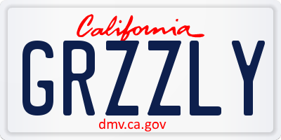 CA license plate GRZZLY