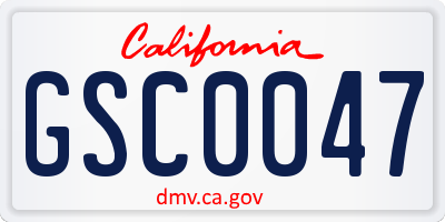 CA license plate GSC0047