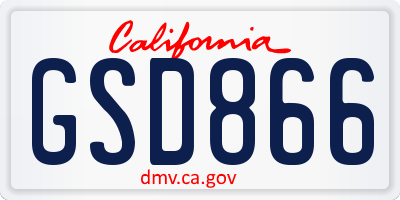 CA license plate GSD866